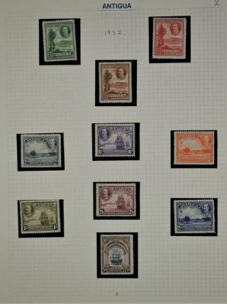 Antigua Stamps 1932 Set Of 10 To 5/ - H/m (y122)