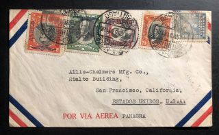 1931 Santiago Chile Airmail Cover To San Francisco Ca Usa Via Panagra