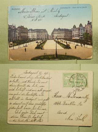 Dr Who 1911 Hungary Budapest Postcard To Usa E42322