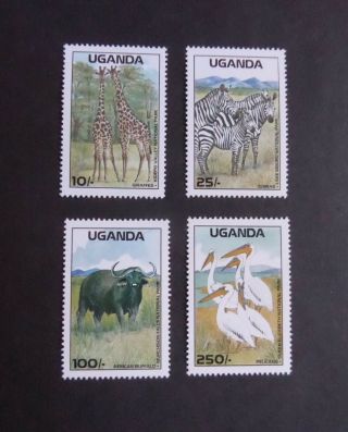Uganda 1988 National Parks Giraffe Zebra Pelican Sg657/60 Mnh Um Unmounted