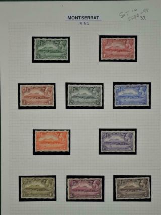 Montserrat Stamps 1932 Set 10 To 5/ - Sg 84 - Sg 93 H/m (y86)