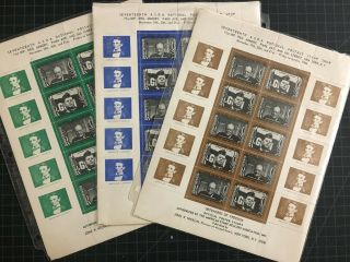 Set Of (3) 1965 A.  S.  D.  A.  National Postage Stamp Show York Sheets Cinderellas