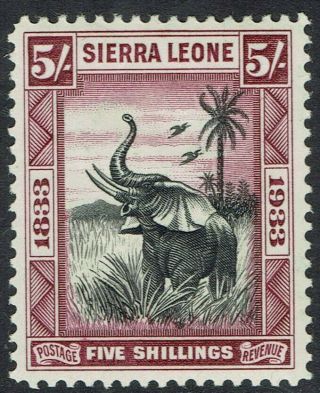 Siera Leone 1933 Centenary 5/ - Elephant