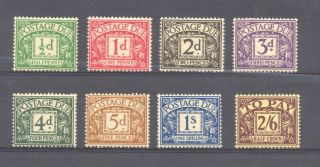 Great Britain,  Edward Viii,  1936 - 1937,  Postage Due Set Of 8 Stamps Mounted