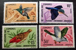Comoro Islands 1967 Birds 4 X Stamps Mnh Sg60/63