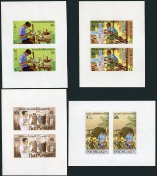 Laos 283a - 286a Imperf Sheets,  Mnh.  Silversmith,  Weaver,  Potter,  Basket,  1977.