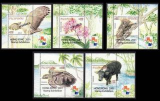 Philippines Specimens – Y2001 Hong Kong Stamp Exhibition Souvenir Sheets,  Mnh Og