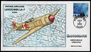 Collins Handpainted Fdc Cloudscapes/warplanes: Lavochkin La - 7 (10/4/2004)