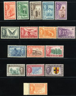Sarawak 1950/52 Sg 171 - 86 Sc 180 - 95 Vf Og Mlh Rare Complete Set 16 Stamp