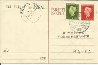 Netherlands First Flight Cover Amsterdam 19/vi/1948 To Haifa Israe