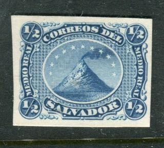 Salvador; 1860s Early Classic Proof Fine Issue On Thick Card 1/2c.