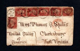 Penny Red Plate 105 X6,  3d Plate 10 On 1873 Cover Ireland To Usa