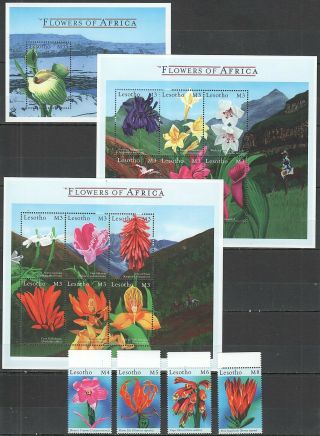 P1074 Lesotho Flowers Of Africa Flora 2kb,  1bl,  1set Mnh Stamps