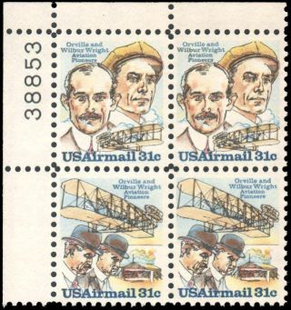 Us C91 - C92 Mnh Plate Block Of 4,  31c Airmail,  Wright Brothers