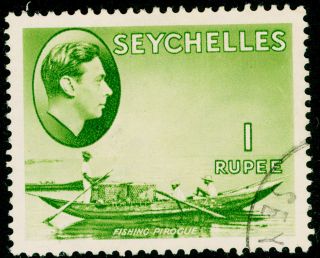 Seychelles Sg146,  1r Yellow - Green,  Fine,  Cds.  Cat £90.