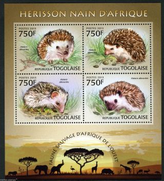 Togo 2013 Wild Animals Of West Africa Hedgehog Sheet Nh