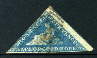 Cape Of Good Hope 1855 - 63 4d Blue Triangle - 3 Margin - Fine