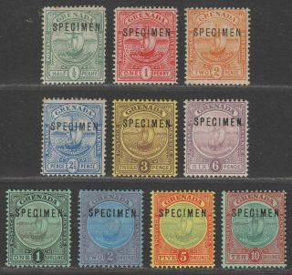 Grenada 1906 - 11 Kevii Badge Colony Specimen Overprint Set Sg77s - 88s Cat£250