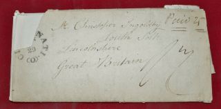 Mayfairstamps Cincinnati Ohio To Great Britain 1828 Stampless Ship Letter Cover