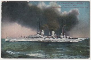 Germany Dr 1912 Navy Ship Pc (cruiser Moltke) Fieldp.  Kiel - Friedrichsort