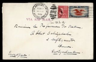 Dr Who 1939 Los Angeles Ca Airmail To Switzerland Prexie E41957