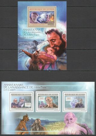 Bc137 2012 Guinea Great Humanists 100th Anniversary Abbe Pierre 1kb,  1bl Mnh