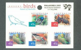 Australia - Birds Self - Adhesive Sheet Opt - Philakorea 2002 Mnh