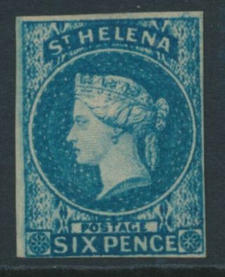 Sg 1 St Helena 1856.  6d Blue.  A Fresh Example Without Gum.  4 Close To.