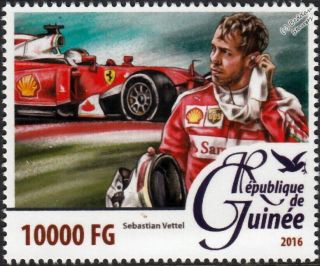 Sebastian Vettel Ferrari Formula One F1 Gp Race Racing Car Driver Stamp (2016)