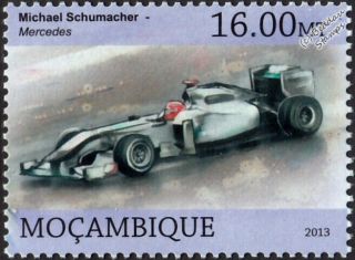 Mercedes Michael Schumacher Formula One F1 Gp Race Racing Car Driver Stamp/2013