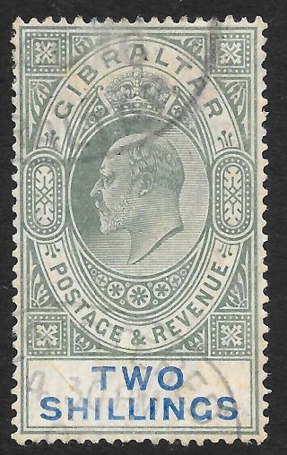 Gibraltar 1907 2/ - Green & Blue Sg 62a (fine)
