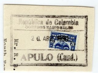 Colombia - Perkins - 8c Bisected Stamp On Piece - Sc 401 - Apulo 1930 - Rr