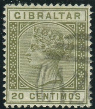 Gibraltar - 1889 - 96 20c Olive Green.  A Very Fine Example Sg 25