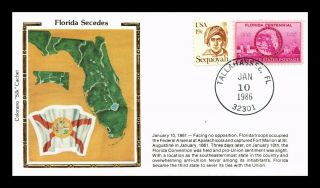 Dr Jim Stamps Us Florida Secedes Civil War Colorano Silk Cover Tallahassee