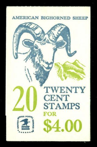 Us Bk142 20¢ Bighorn Sheep Pl 1 Complete Booklet 1949a Vf Nh Mnh