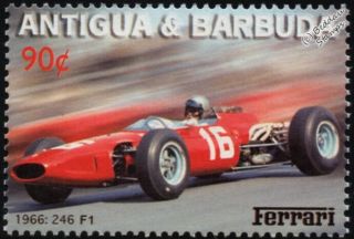 1966 Ferrari 246 F1 / Formula One Grand Prix Race Car Stamp (2002 Antigua)
