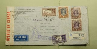 Dr Who 1941 India Secretariat Registered Airmail To Usa Wwii Censored E53715