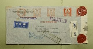 Dr Who 1940 India Metered Registered Airmail To Usa Wwii Censored E53713