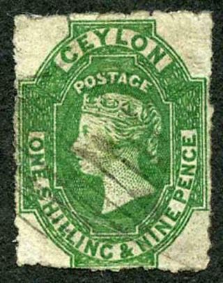 Ceylon Sg36 1/9 Green Wmk Star Rough Perf 14 To 15.  5