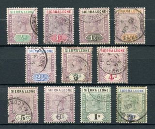 Sierra Leone 1896 - 97 Short Set To 2s Sg41/51 Fu Cat £202
