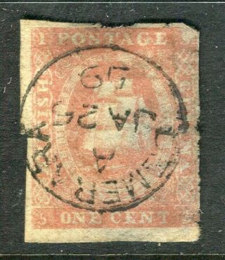 British Guiana; Scarce 1859 Classic Imperf 1c.  Fine Full Demerara Cancel