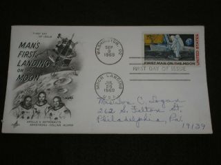 Usa 1969 Apollo 11 Mans First Landing On The Moon Cover Double Dated Fdc Space 2