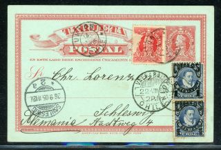 Chile Postal History: Lot 3 1905 Uprated Pc Union - Schleswig $$$