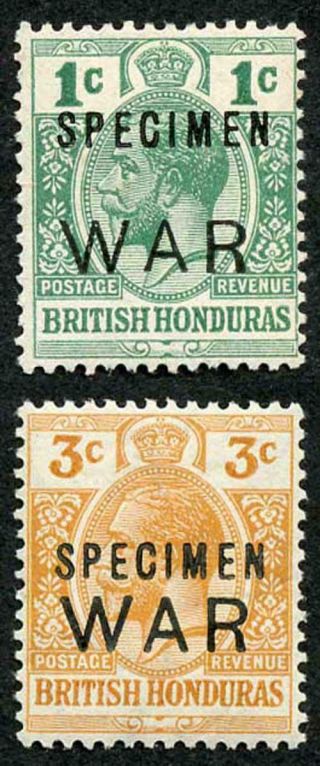 British Honduras Sg119s/20s War Stamps Opt Specimen M/m (1c No Gum)
