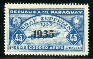 Paraguay Mh Selections: Scott C97 45p Deep Blue Graf Zeppelin 1935 Ovpt Cv$22,