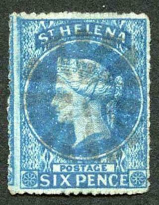 St Helena Sg2a 6d Wmk Large Star Rough Cut Perf 14 To 16 Cat 140 Pounds