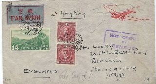 China 1941 Registered Airmail Censored Cover Yunnan To Uk Via Hong Kong