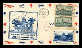 Dr Jim Stamps Us Montpelier Vermont Air Mail Week Cover State Capital Cinderella