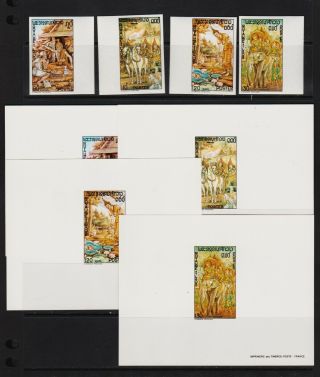 Laos - 268 - 268c Imperforate Set And Set Of Deluxe Color Proofs
