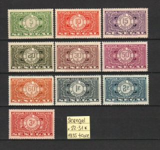 Senegal 1935 Taxe,  Complete Set,  (8a)